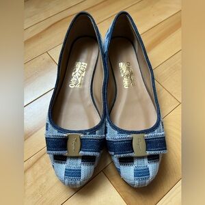 NEW Salvatore Ferragamo Denim Varina Ballet Flats
